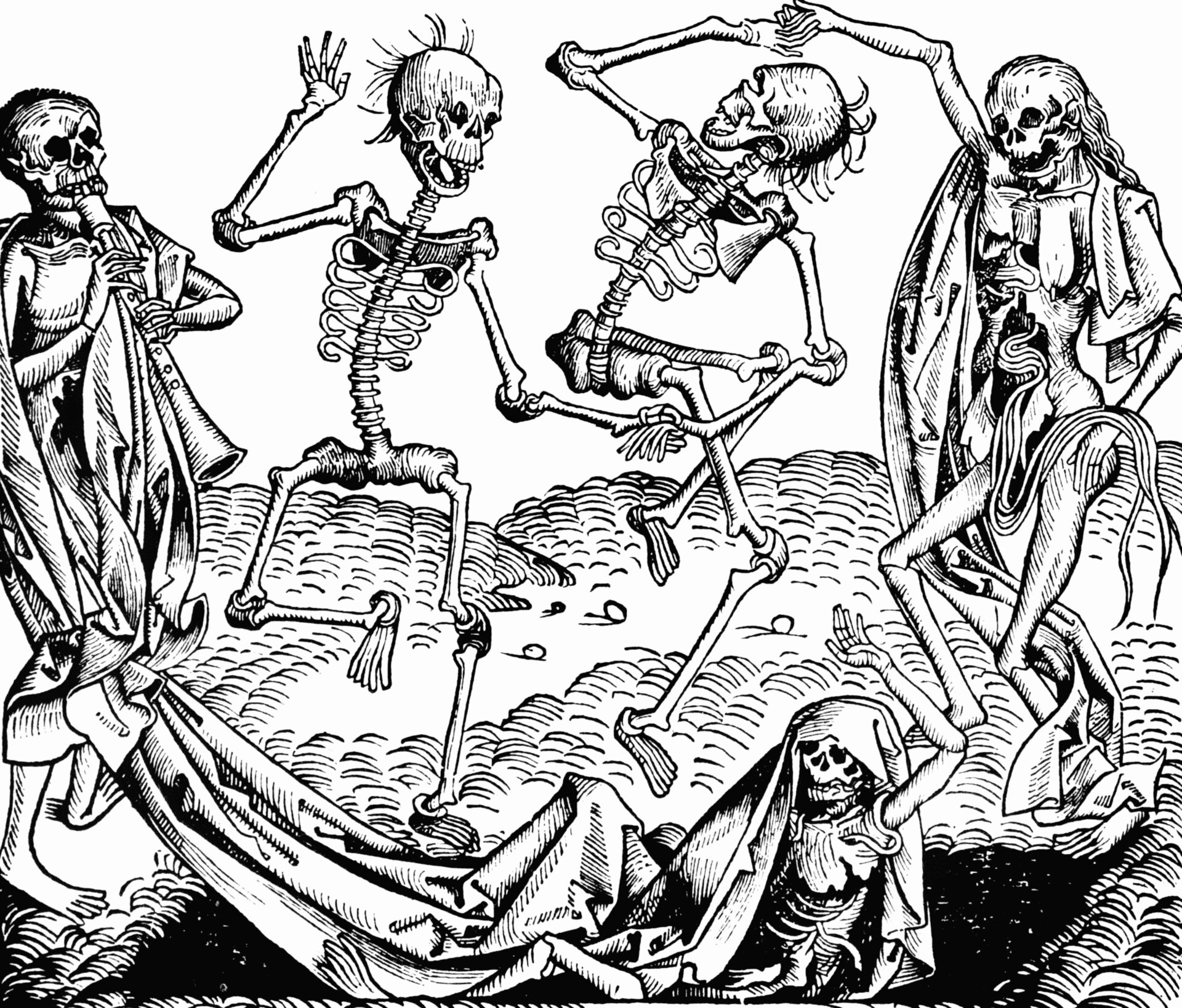 Imagem de referência de A dança macabra, descrito nos dados abertos como pintura de Bernhard Notke