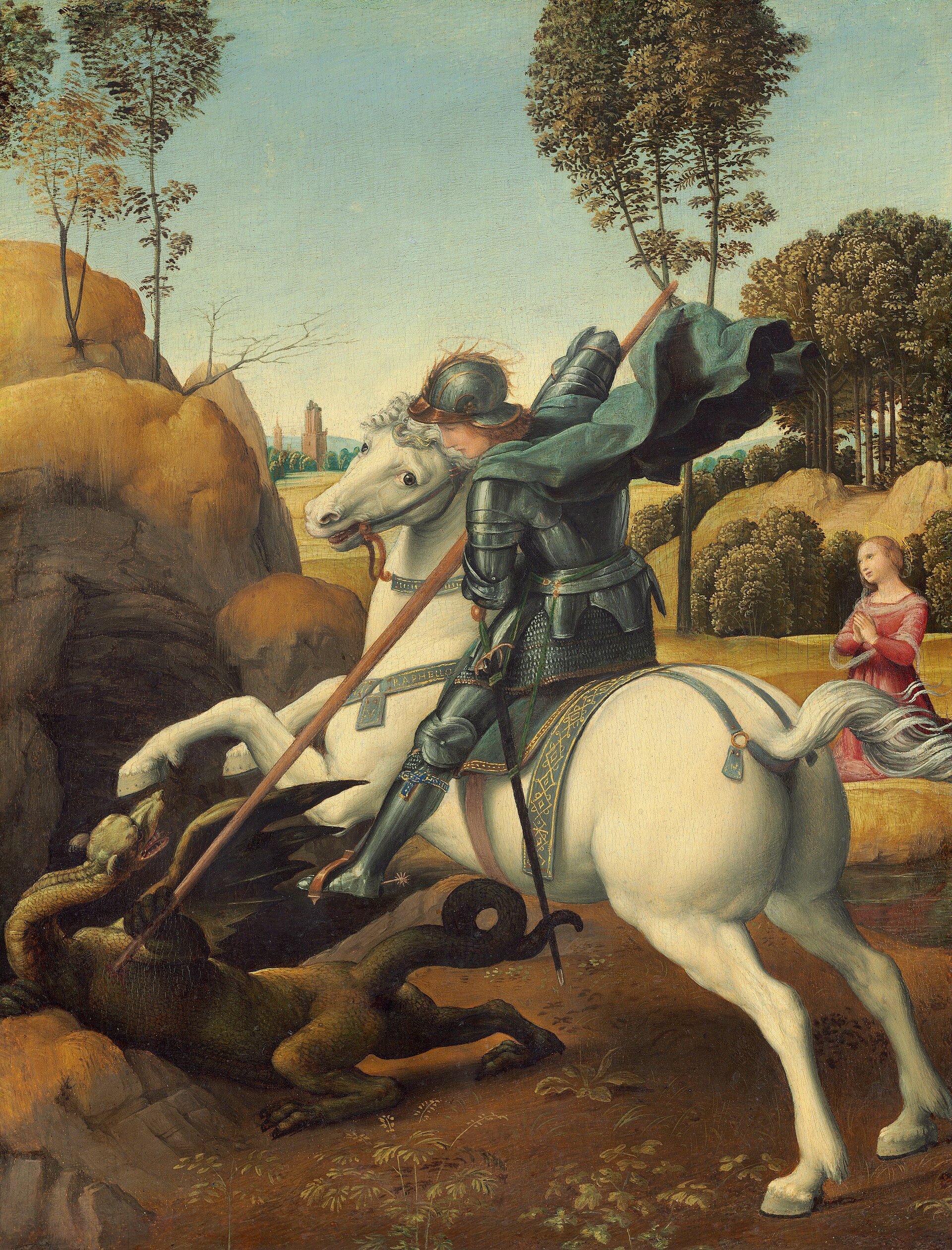 Imagem de referência de São Jorge e o Dragão, descrito nos dados abertos como pintura de Rafael
