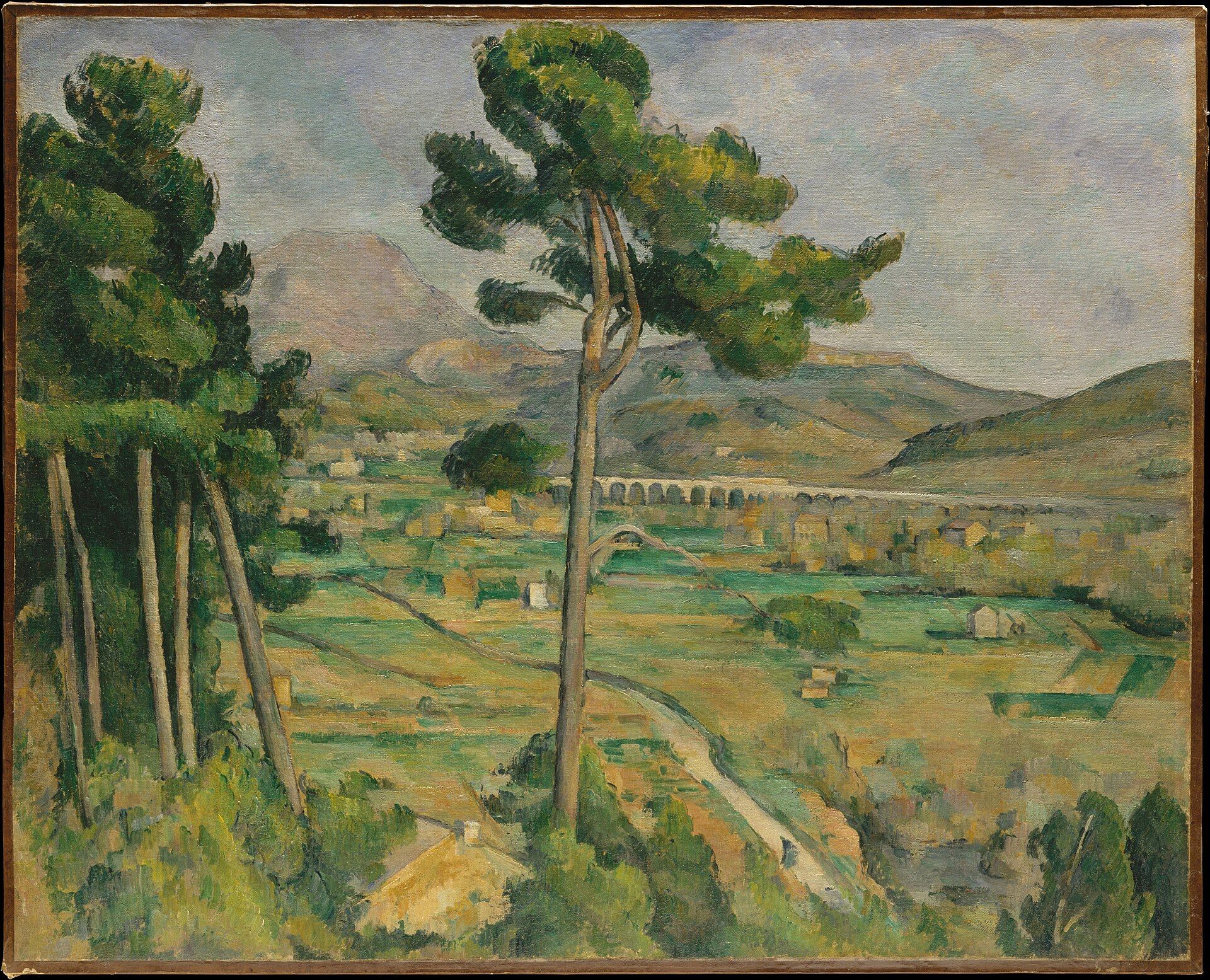 Imagem de referência de Monte Sainte-Victoire e o Viaduto do Vale do Rio Arc, descrito nos dados abertos como pintura de Paul Cézanne