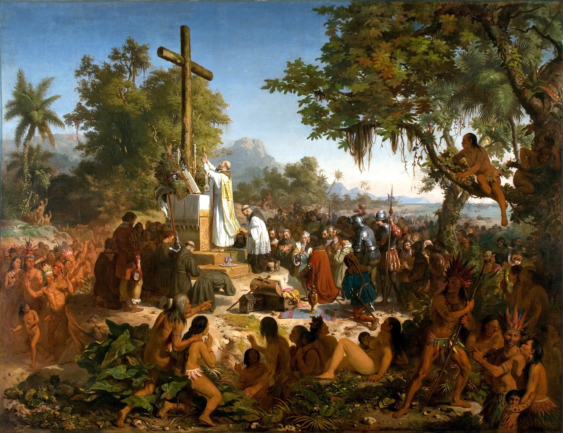 Imagem de referência de Primeira Missa no Brasil, descrito nos dados abertos como pintura de Victor Meirelles, considerada sua magnum opus