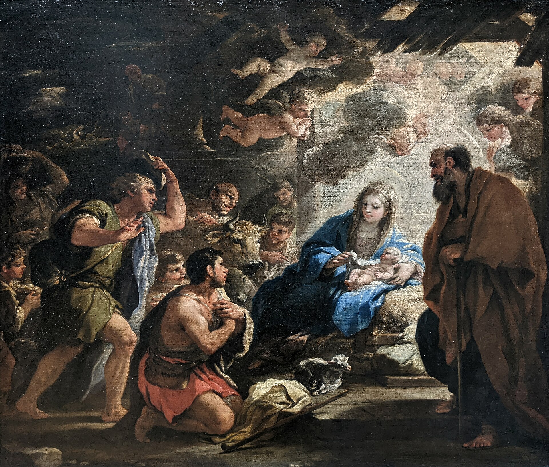 Imagem de referência de A Adoração dos Pastores, descrito nos dados abertos como pintura de Luca Giordano