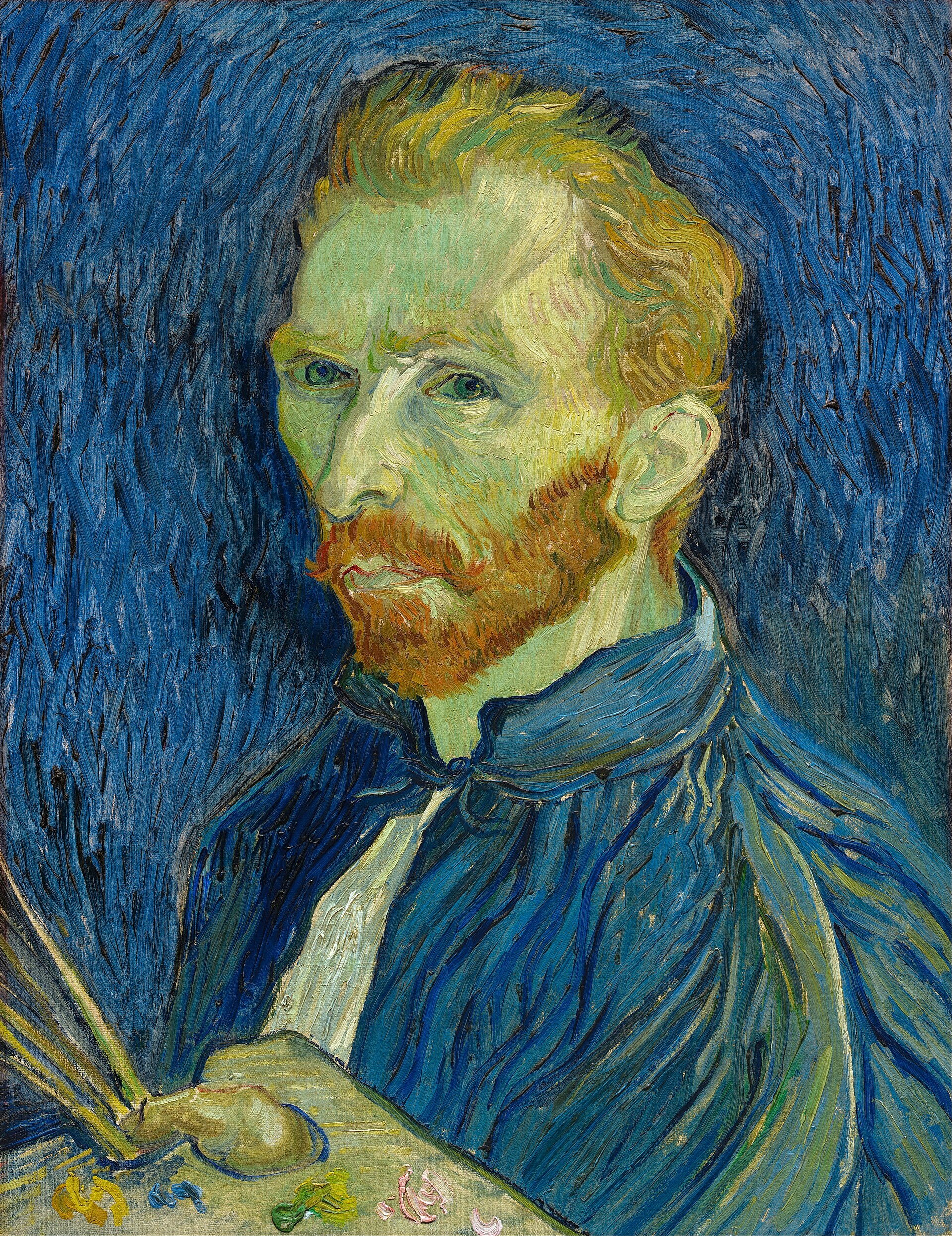 Imagem de referência de Autorretrato com paleta (Van Gogh), descrito nos dados abertos como pintura de Vincent van Gogh