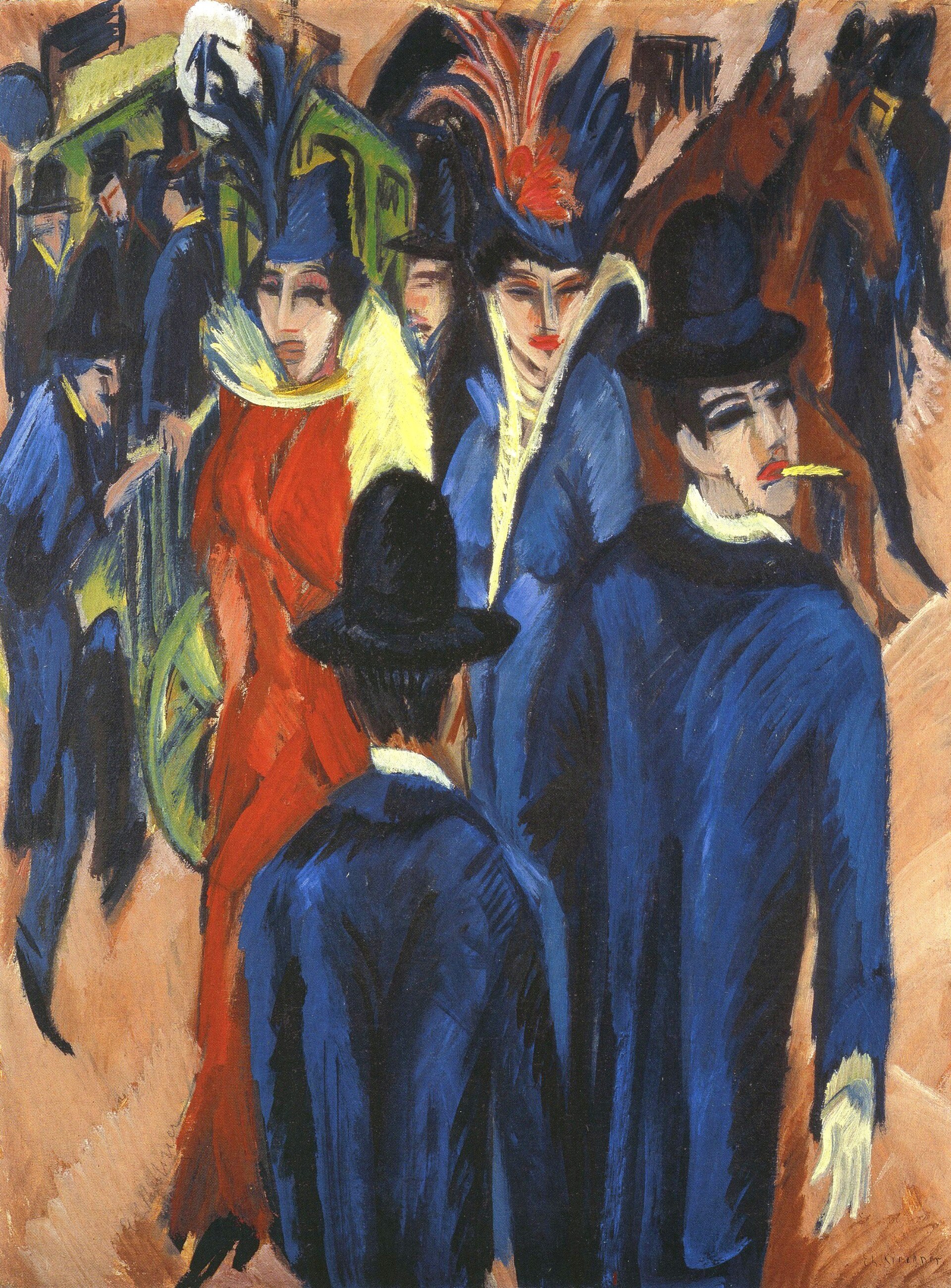 Imagem de referência de Cena de rua de Berlim, descrito nos dados abertos como pintura de Ernst Ludwig Kirchner