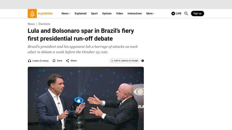 Imprensa internacional destaca tensão e ataques no primeiro debate entre Lula e Flávio Bolsonaro