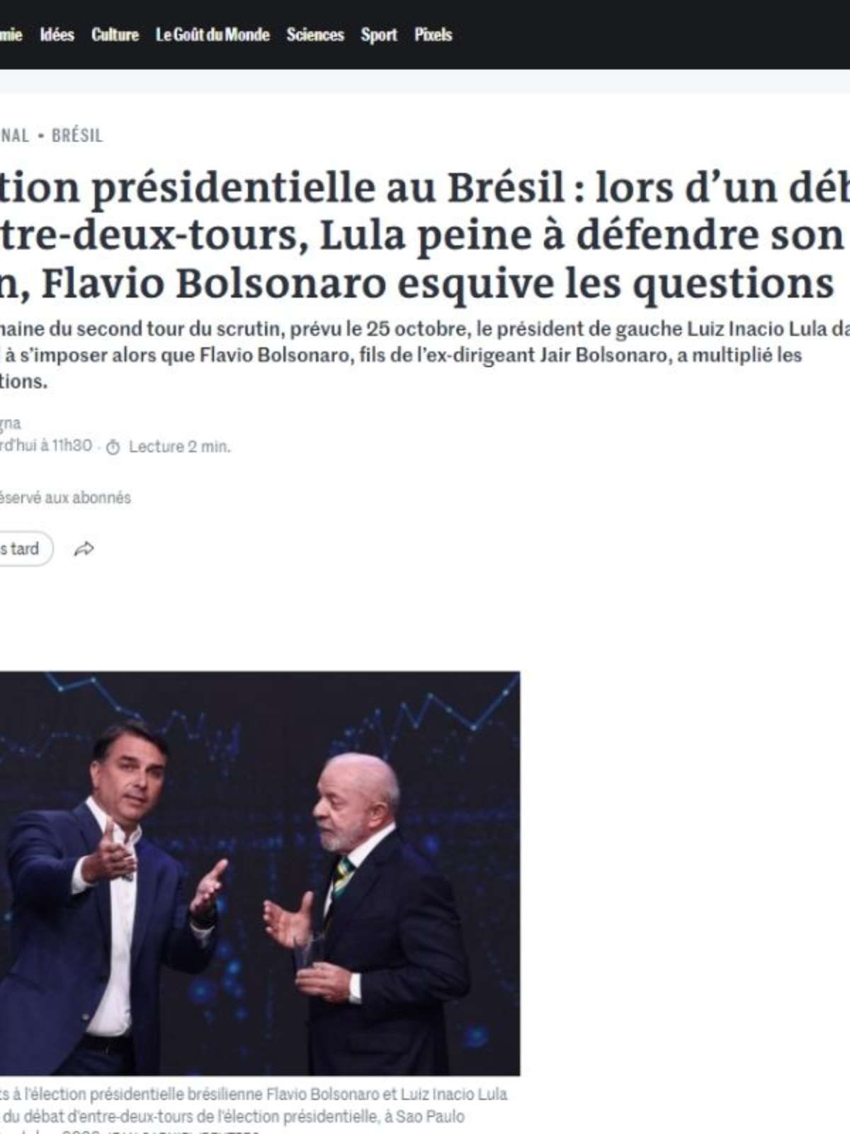 Imprensa internacional destaca tensão e ataques no primeiro debate entre Lula e Flávio Bolsonaro