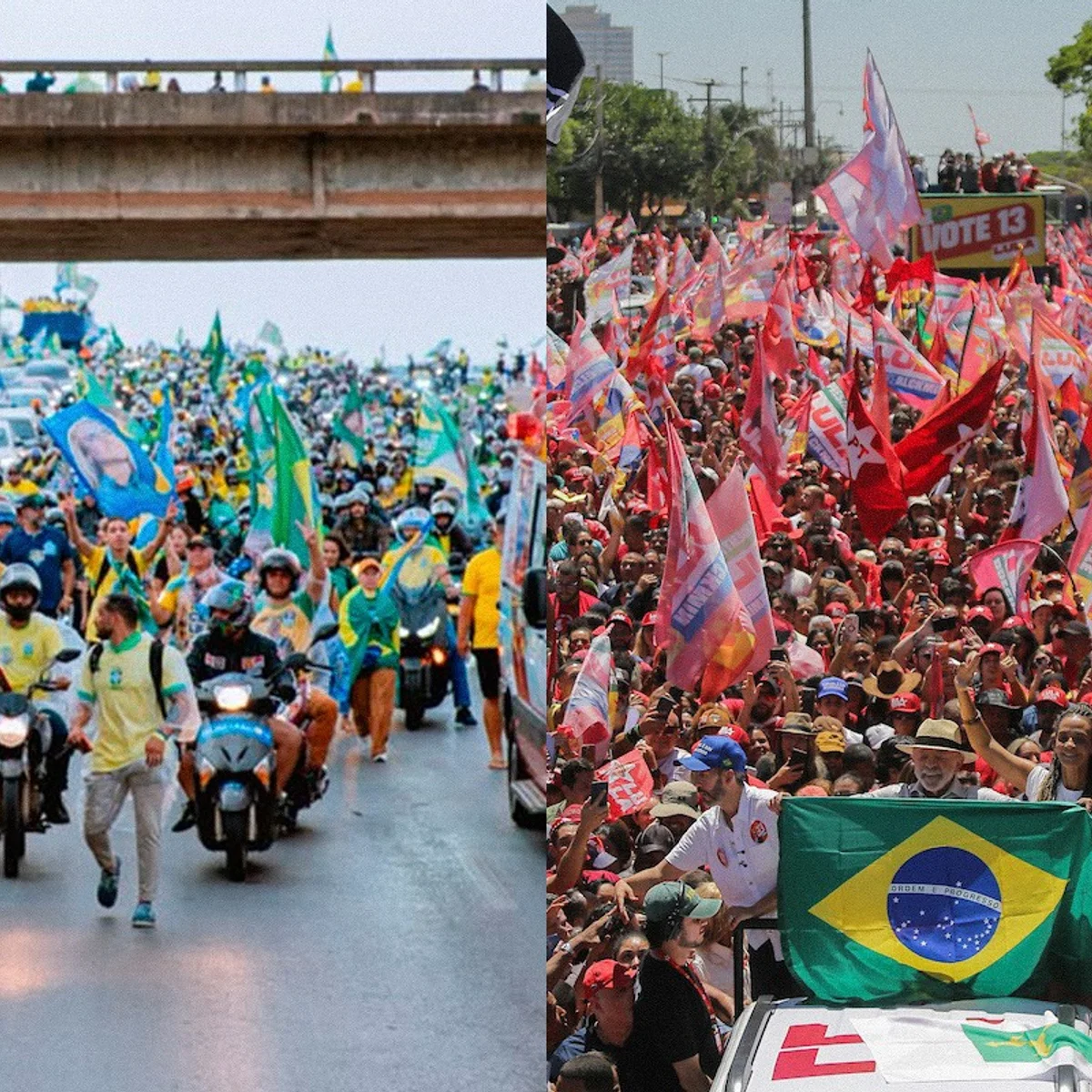 Esquerda e direita marcam atos simultâneos a apenas 2 km um do outro no DF