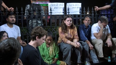 Lok Sabha LoP Rahul Gandhi and Congress MP Priyanka Gandhi Vadra meet the parents of Ankita Bhandari, protesting against the appointment of BJP leader Dushyant Kumar Gautam as Sikkim Governor. (ANI)