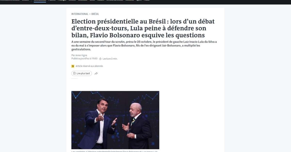 Imprensa internacional destaca tensão e ataques no primeiro debate entre Lula e Flávio Bolsonaro
